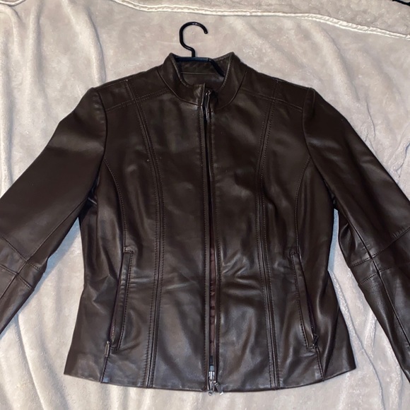 Danier Dark Brown Leather Jacket - Picture 1 of 4